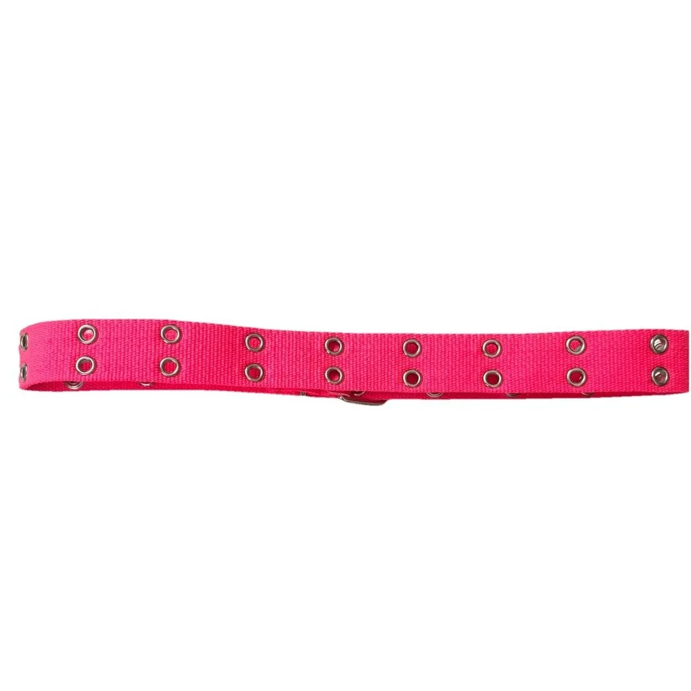 Women's 90s Y2K Bright Pink Waist‎ Belt With Silver Belt Holes. 38
